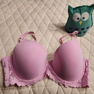 No Boundaries Lace Trim Pink  T-shirt Bra 36DD